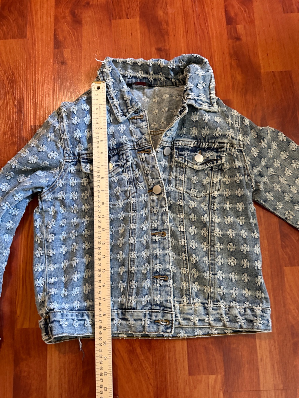 Textured Light Blue Denim Jacket - Women's Jean Jacket - Picture 5 of 8
